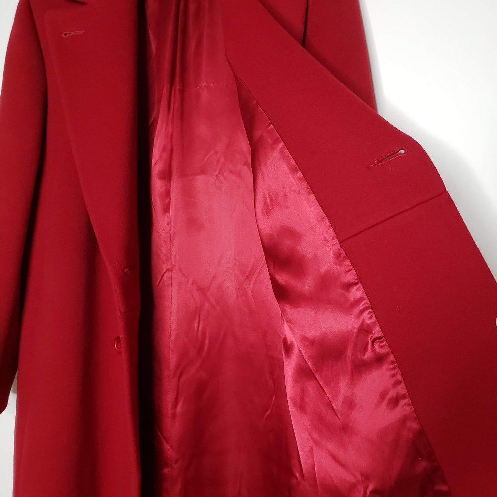 J.G. Hook Vintage Red Wool Double Breasted Trench Coat L - Picture 5 of 10